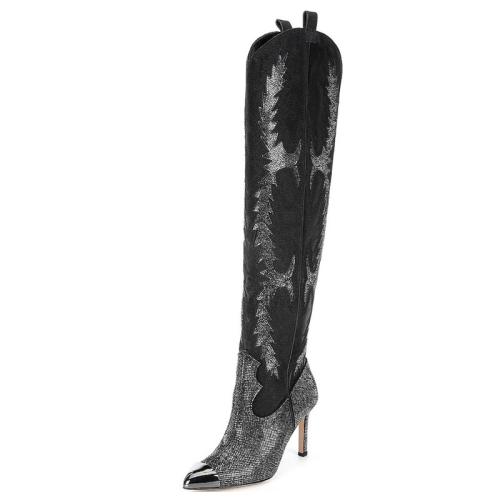 Womens Boots | Show Stopper Embellished Cowboy Boots Boots Black