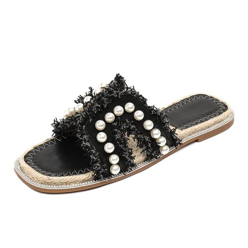 Womens Flat Sandals | Kristy Pearl Detail Sandals Flat Sandals Flat Sandals