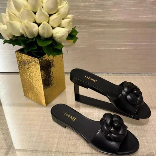 Womens Flat Sandals | Spring Blooms Flat Sandals Flat Sandals Black