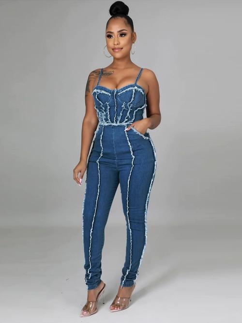 Womens Matching Sets | Guilt Trip Distressed Denim Pant Set Clothing Matching Sets